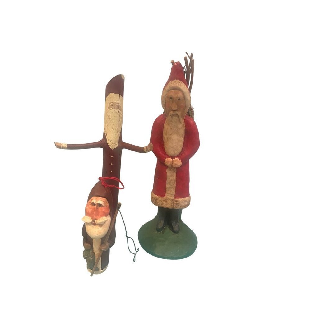 Vintage Primitive Santa Claus Multicolor Folk Art Collection Decor Holiday